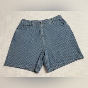 Vintage Y2K Christopher & Banks Striped Blue Denim Shorts Size 12 Coastal Beach